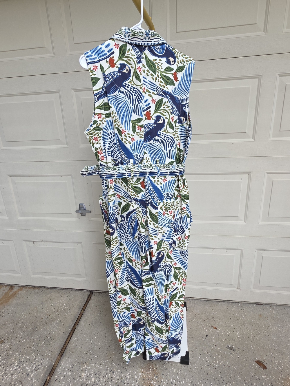 Farm Rio Macaw Flight jumpsuit with blue and green tropical birds - Picture 4 of 12